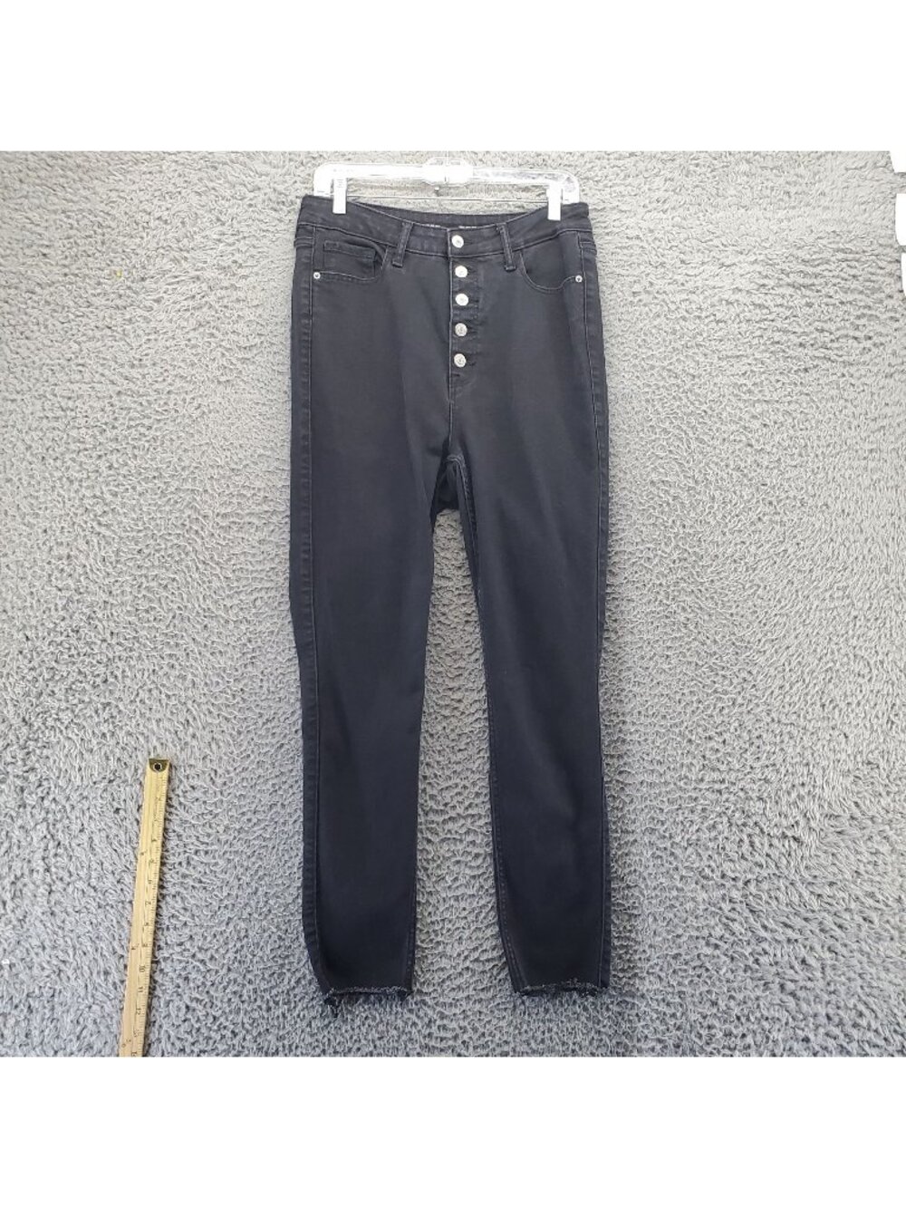 Old Navy Jeans Womens Size 12 Black Rockstar Skinny Button Fly Stretch Denim